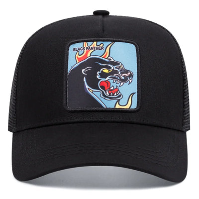 Baseball cap Dragon Black Panther pattern Outdoor sports travel net shade cap Truck driver hat Youth holiday party gift