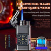 Clock Double Flame Creative Butane Gas Lighter Metal Convenient Outdoor Windproof Turbine Torch Jet Recycling Lighter