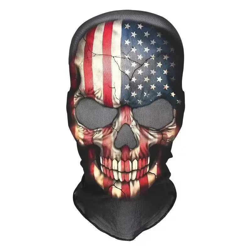 Halloween Skeleton Mesh Hood Mask | Elastic Breathable | Scary Party Cosplay Face Cover