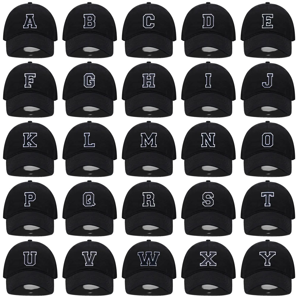 Letter A-Z Embroider Baseball Cap For Men Womne High Quality Soft Cotton Fashion Team Sport Visors Snapback Caps