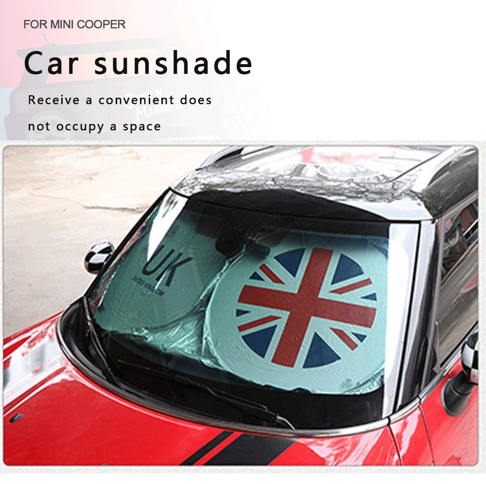 Car Sun Shade Cover Protect Windshield Sunshade UK Flag Logo For Mini Cooper