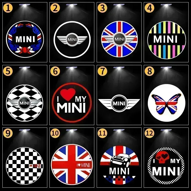 Car Door Welcome Lamps HD LED Laser Projectaor Lights 2PC For MINI Cooper One S JCW R56 R55 R53 F55 F56 R57 R60