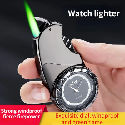 Gold Watch Windproof Jet Butane Lighter Torch Turbo Gas Inflatable Lighter Cigar Cigarette Accessories Men's Gift