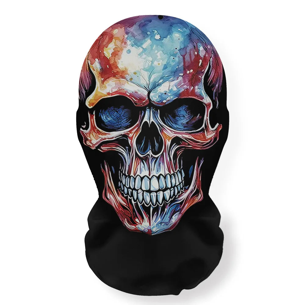 Halloween Skeleton Mesh Hood Mask | Elastic Breathable | Scary Party Cosplay Face Cover