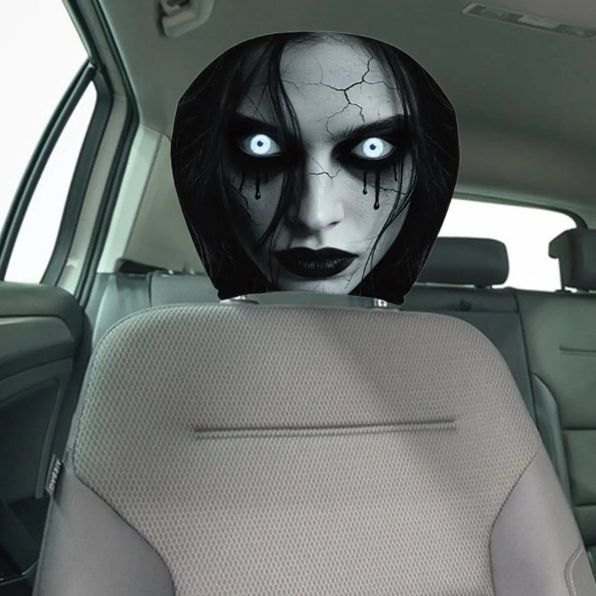 Scary Headrest Cover Halloween Decoration Accessories Hilarious Car Headrest Protector for Men Women Family Friends
