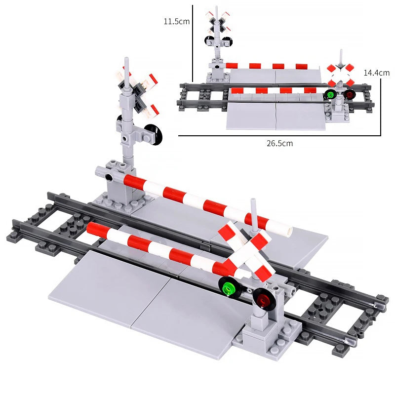 Building Block Train Track Corridor Elevating Rod Pedestrian Crossing Assembly Children's Toy Birthday Gift