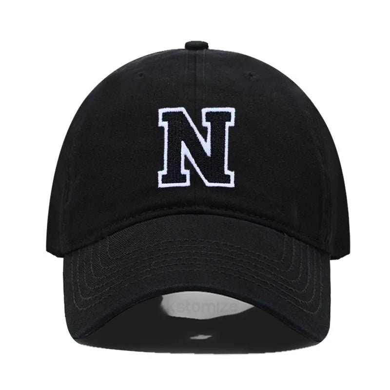 Letter A-Z Embroider Baseball Cap For Men Womne High Quality Soft Cotton Fashion Team Sport Visors Snapback Caps
