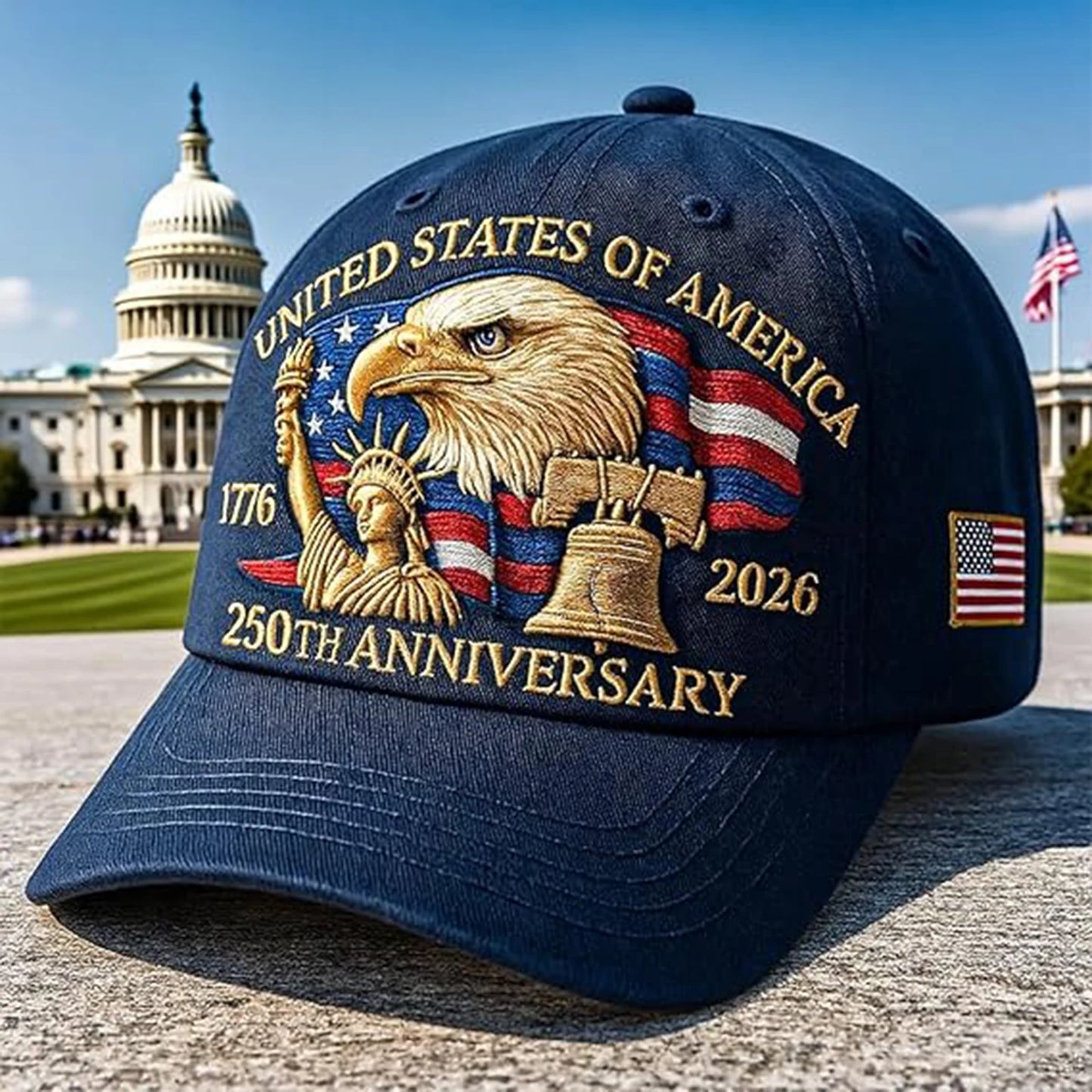 US 250th Anniversary Cap Adjustable Retro Washed Patriotic Cap US 250th Anniversary Tribute Hat Patriotic Baseball Cap for Men and Women