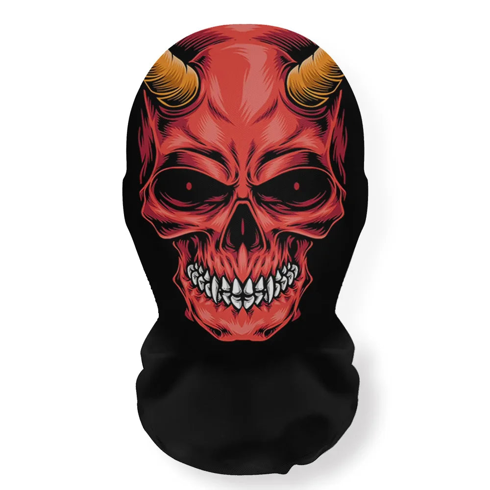 Halloween Skeleton Mesh Hood Mask | Elastic Breathable | Scary Party Cosplay Face Cover