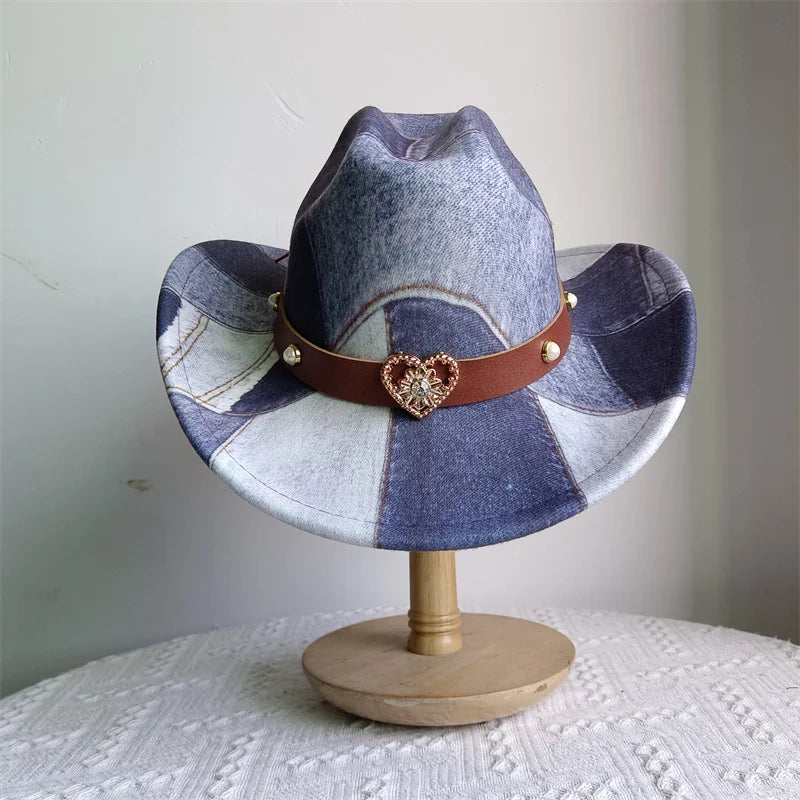 Cowboy Hat Fashion Chic Unisex Solid Color Jazz Hat With Bull Shaped Decor Western Cowboy Hats