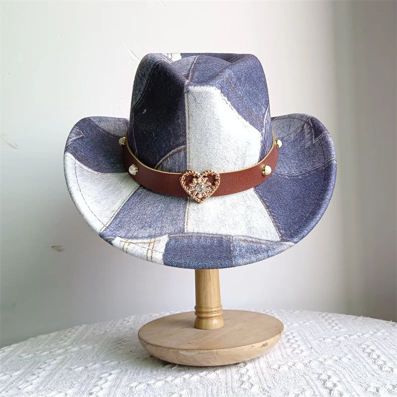 Cowboy Hat Fashion Chic Unisex Solid Color Jazz Hat With Bull Shaped Decor Western Cowboy Hats