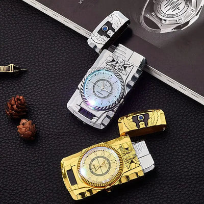 Gold Watch Windproof Jet Butane Lighter Torch Turbo Gas Inflatable Lighter Cigar Cigarette Accessories Men's Gift