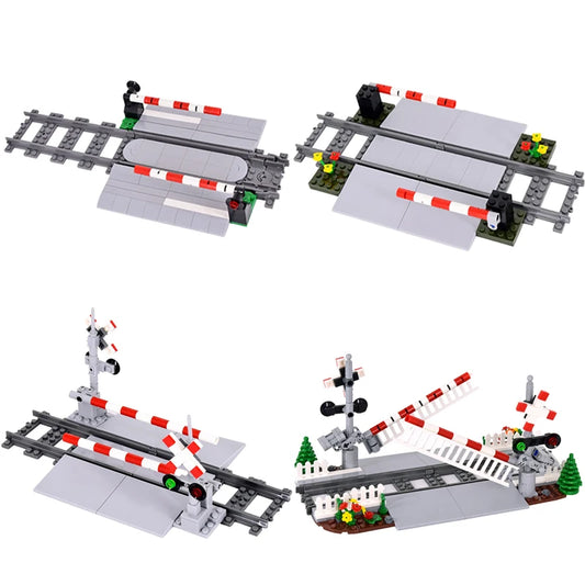 Building Block Train Track Corridor Elevating Rod Pedestrian Crossing Assembly Children's Toy Birthday Gift