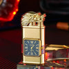 Clock Double Flame Creative Butane Gas Lighter Metal Convenient Outdoor Windproof Turbine Torch Jet Recycling Lighter