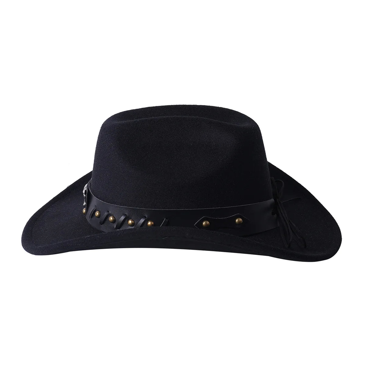 Cowboy Hat Fashion Chic Unisex Solid Color Jazz Hat With Bull Shaped Decor Western Cowboy Hats