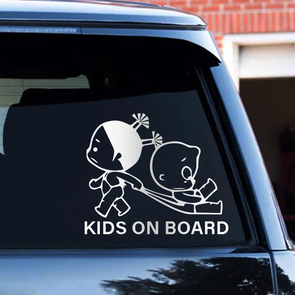 Reflective Kids On Board Safety Warning Sign Car Body Window Windshield Creative Vinyl Decal Sticker Decoration Auto Accessories