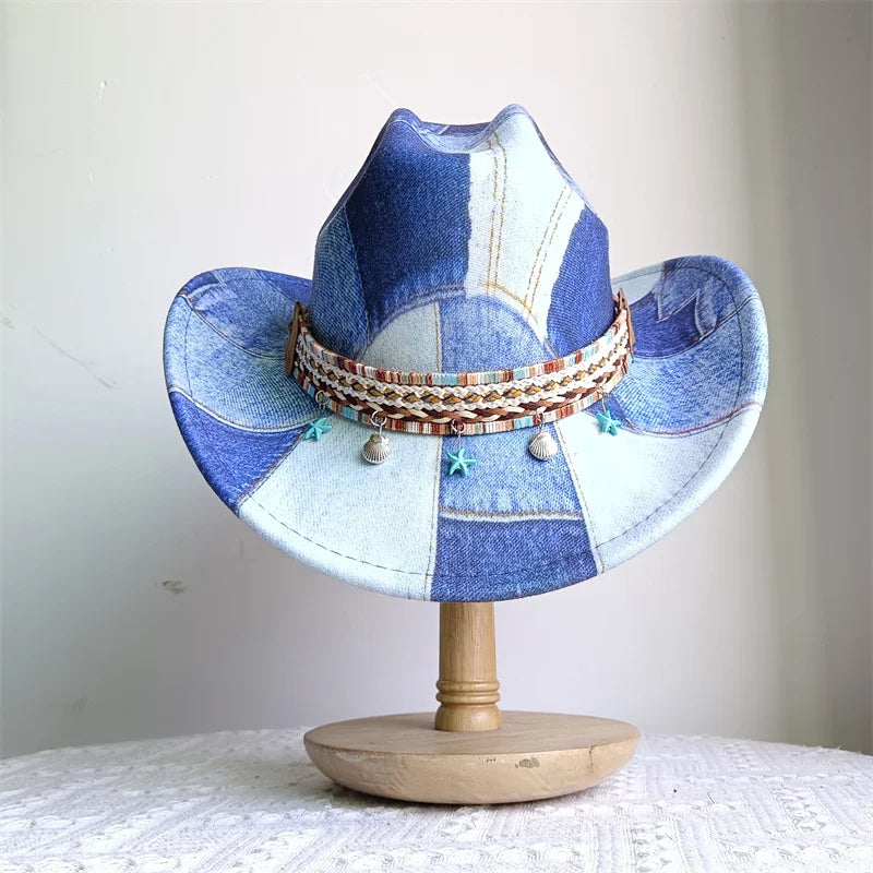 Cowboy Hat Fashion Chic Unisex Solid Color Jazz Hat With Bull Shaped Decor Western Cowboy Hats