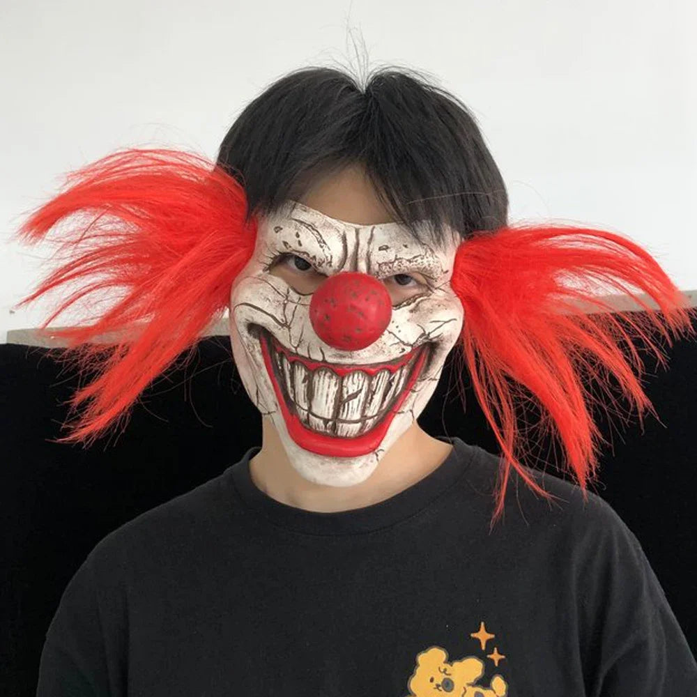 Joker Mask Cosplay Bloody Half Face Clown Latex Masks Halloween Carnival Purim Party Costume Props