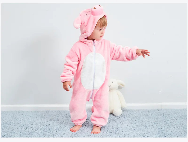 Baby Rompers Winter Costume Flannel for Girl Boy Toddler Infant Clothes Kids Overall Animals