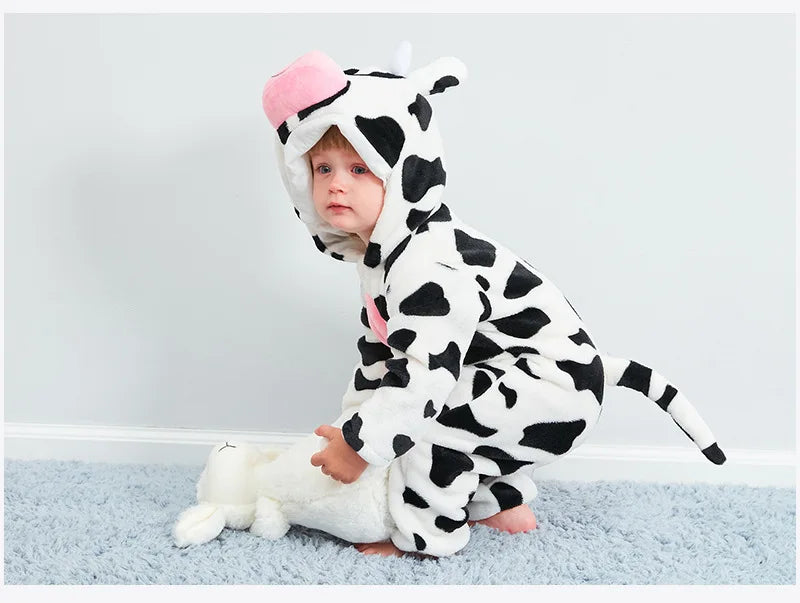 Baby Rompers Winter Costume Flannel for Girl Boy Toddler Infant Clothes Kids Overall Animals