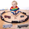 Railway Freight Train Toy Electric Christmas Train Track Set with Light Tracks Model Toys for Kids Gift Children