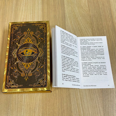 Golden Foil Tarot Deck Prophecy Cards for Beginners with 2-Languages Guidebook 12x7cm Toro Taro