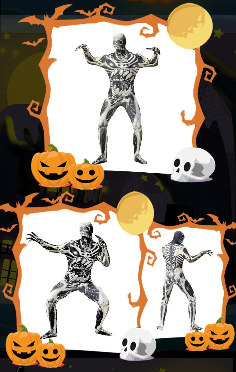 Halloween Kids Zombie Jumpsuit Costume Outfit for Children's Ghost Festival & Stage Performance Spooky Party Dress