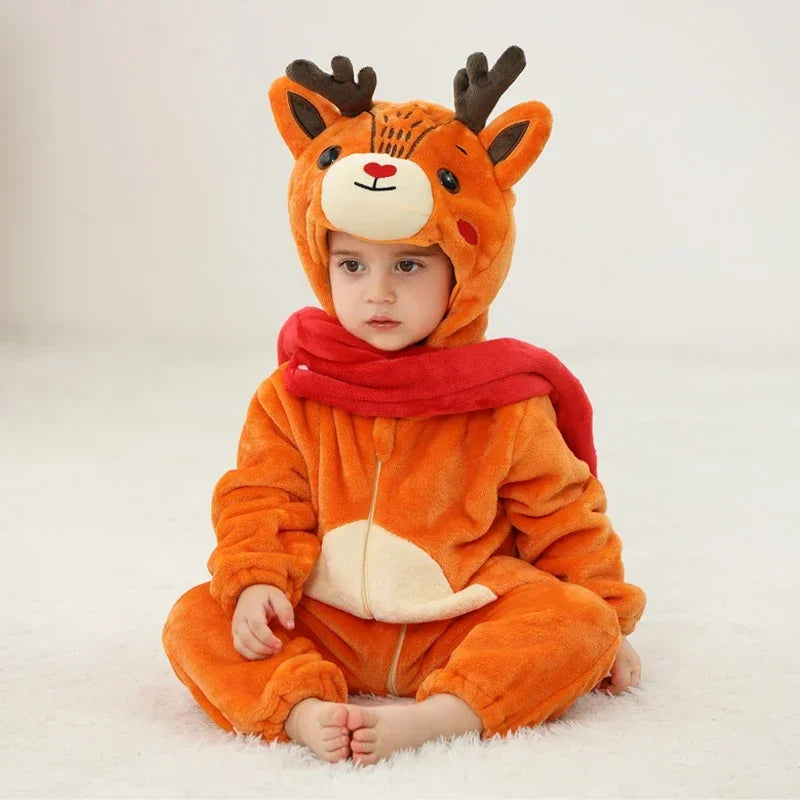 Baby Rompers Winter Costume Flannel for Girl Boy Toddler Infant Clothes Kids Overall Animals