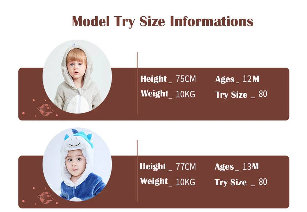 Baby Rompers Winter Costume Flannel for Girl Boy Toddler Infant Clothes Kids Overall Animals