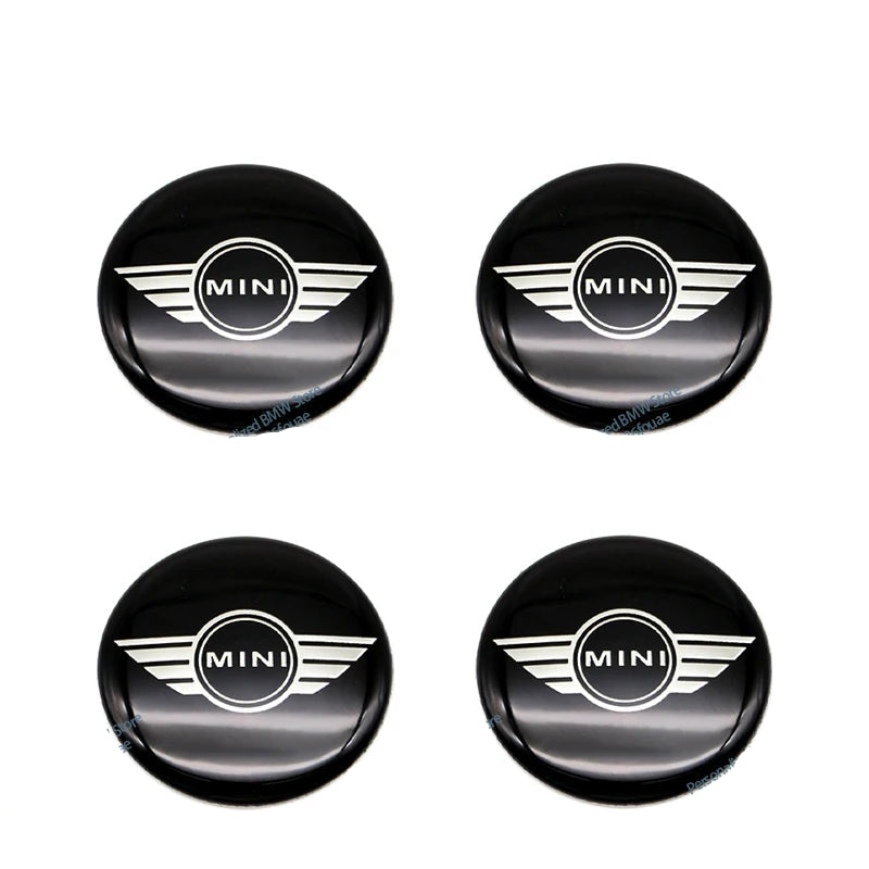 4pcs 52mm Car Wheel Center Cap Sticker Hub Cap Decal For MINI JHON COOPERR50 R52 F56 R53 F60 R57 R58 R59 R60 S Auto Accessories