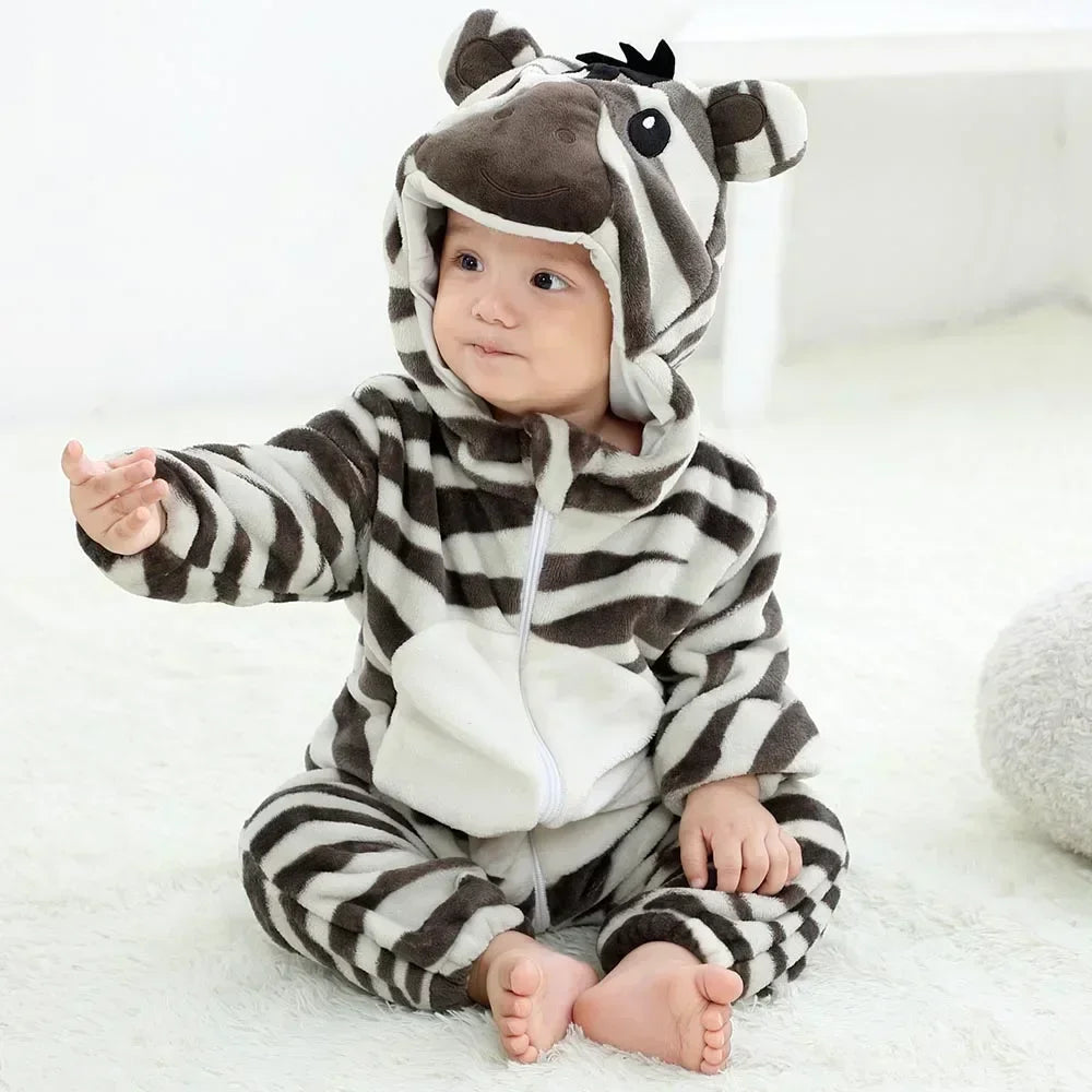 Baby Rompers Winter Costume Flannel for Girl Boy Toddler Infant Clothes Kids Overall Animals