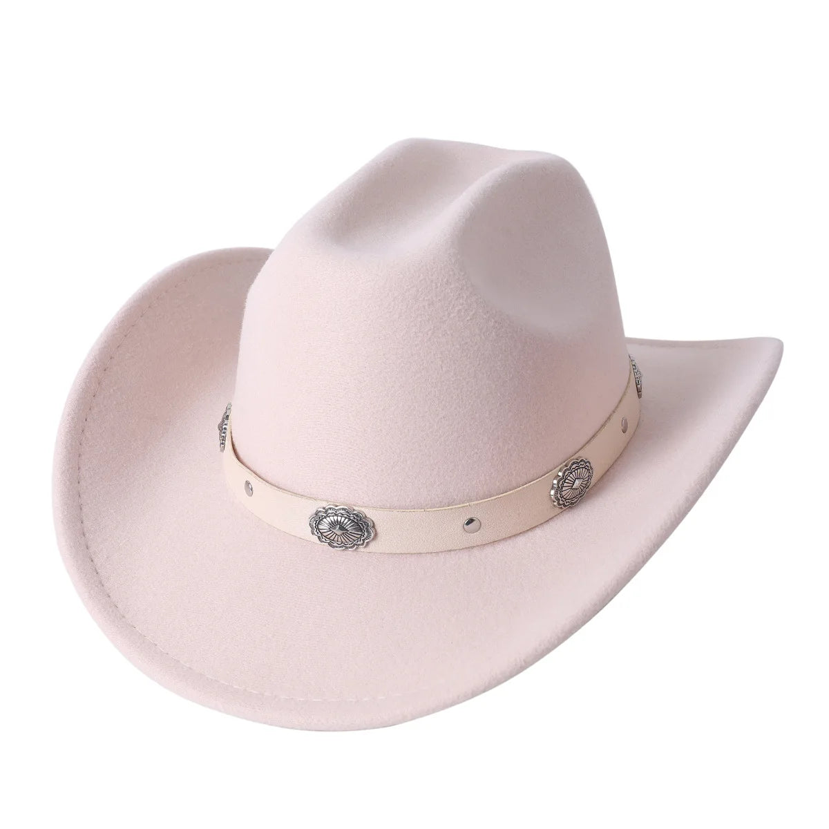 Cowboy Hat Fashion Chic Unisex Solid Color Jazz Hat With Bull Shaped Decor Western Cowboy Hats