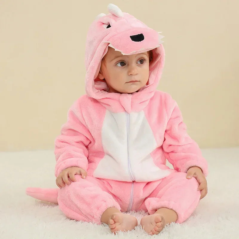 Baby Rompers Winter Costume Flannel for Girl Boy Toddler Infant Clothes Kids Overall Animals