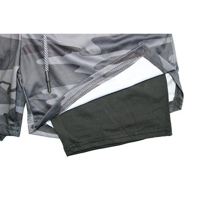 Men's Fitness Training Skinny Shorts Demon Print Summer 2 In 1 Quick Dry Gym Beach Jogging Shorts Outdoor Sportwear