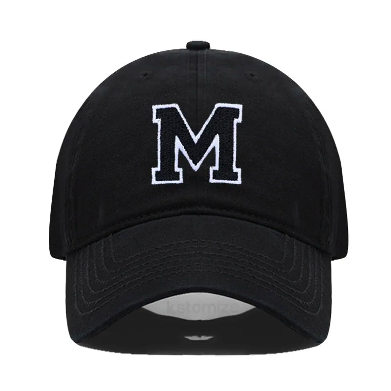 Letter A-Z Embroider Baseball Cap For Men Womne High Quality Soft Cotton Fashion Team Sport Visors Snapback Caps