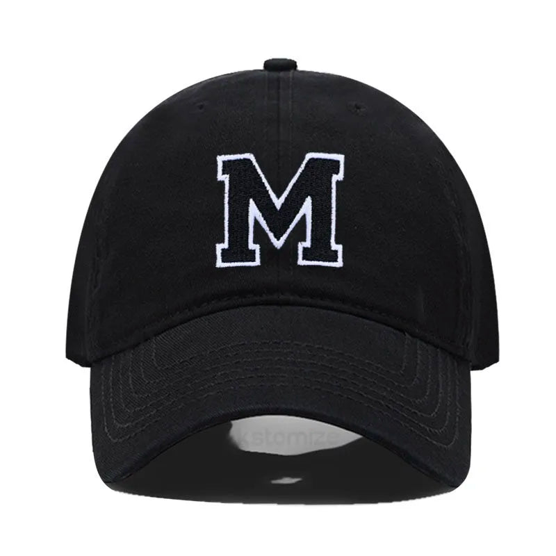 Letter A-Z Embroider Baseball Cap For Men Womne High Quality Soft Cotton Fashion Team Sport Visors Snapback Caps