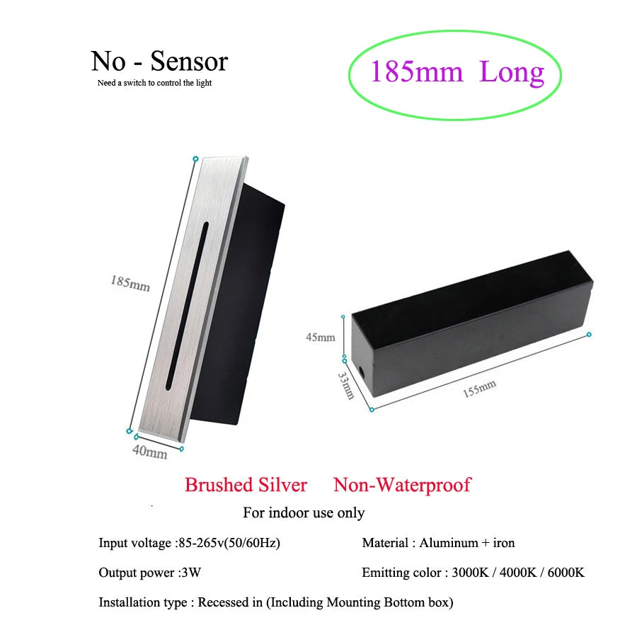 Wall Stairs Light LED 3W Wall + Lamps Step Lamp Indoor lighting Nightlight Stairway Led Corridor Foyer Kitchen Hallway Lamp