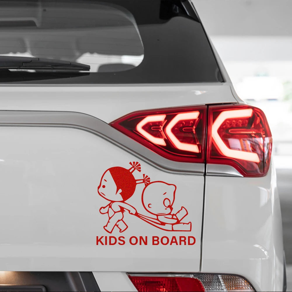 Reflective Kids On Board Safety Warning Sign Car Body Window Windshield Creative Vinyl Decal Sticker Decoration Auto Accessories