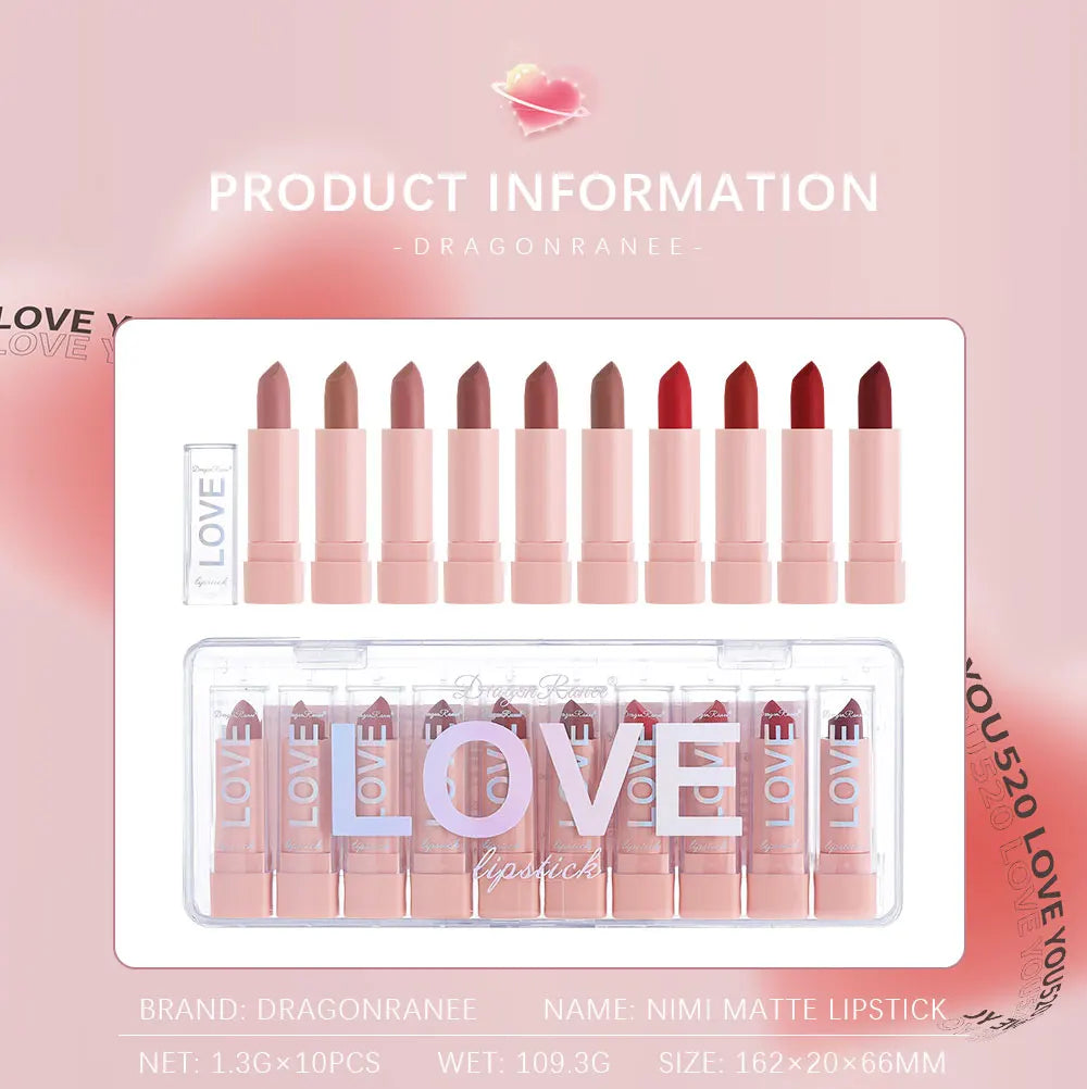 Lipstick Set for Autumn and Winter, Matte Waterproof Lips, Non-Fading, Non-Stick Cup, Whitening and Complexion Lip Gloss