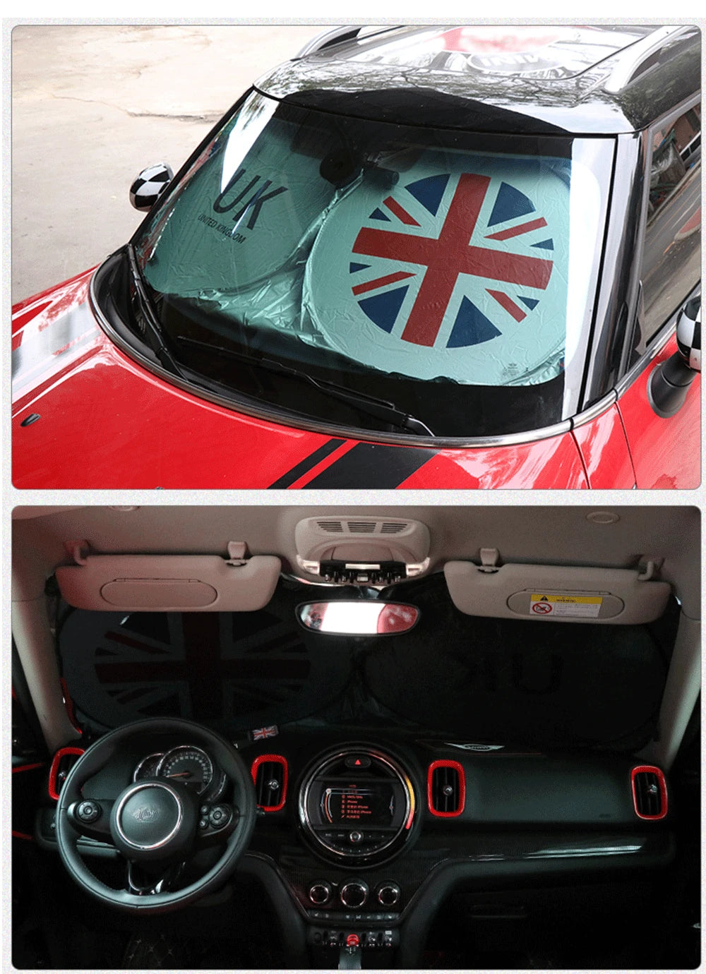 Car Sun Shade Cover Protect Windshield Sunshade UK Flag Logo For Mini Cooper