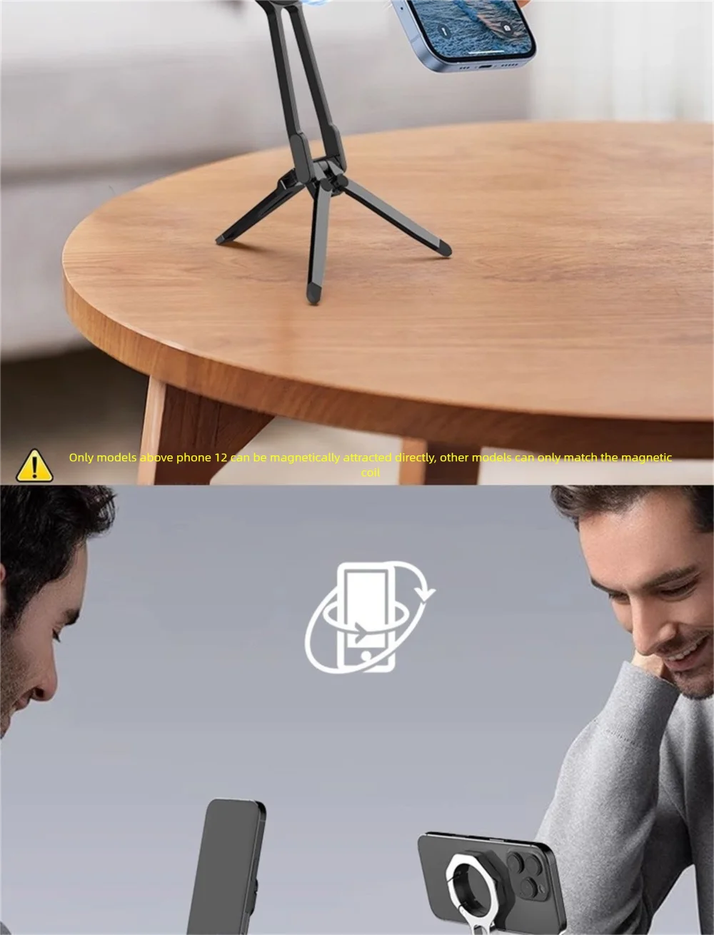 Magnetic ring alloy mobile phone holder Tripod Stand Portable Foldable Bracket Pocket Cell Phone Stand Non-slip