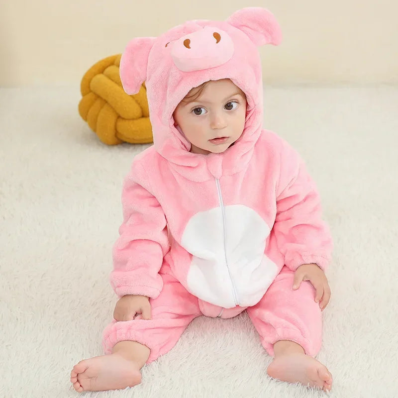 Baby Rompers Winter Costume Flannel for Girl Boy Toddler Infant Clothes Kids Overall Animals