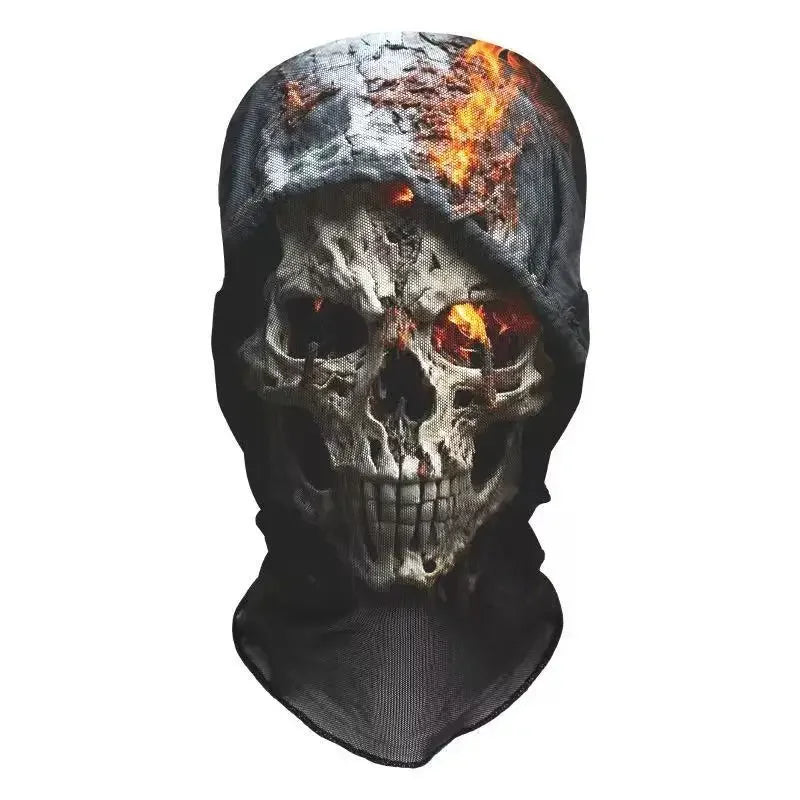 Halloween Skeleton Mesh Hood Mask | Elastic Breathable | Scary Party Cosplay Face Cover