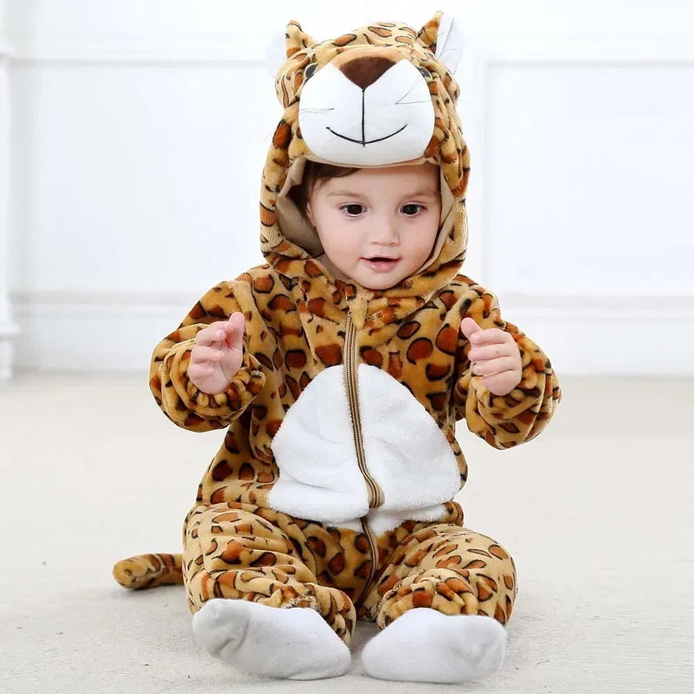 Baby Rompers Winter Costume Flannel for Girl Boy Toddler Infant Clothes Kids Overall Animals