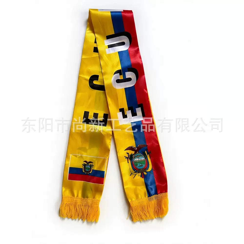 2026 Flag Scarf14x135cm Double-sided Printed Satin Haiti Flag Scarf Tassels Suitable for Football, Sports