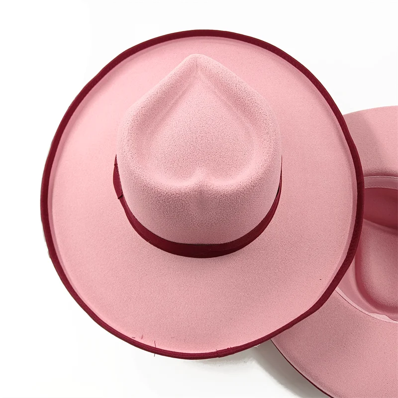 Love top fedora new peach bridge edge fedora big size monochrome new neutral fedora brim big size jazz hat winter