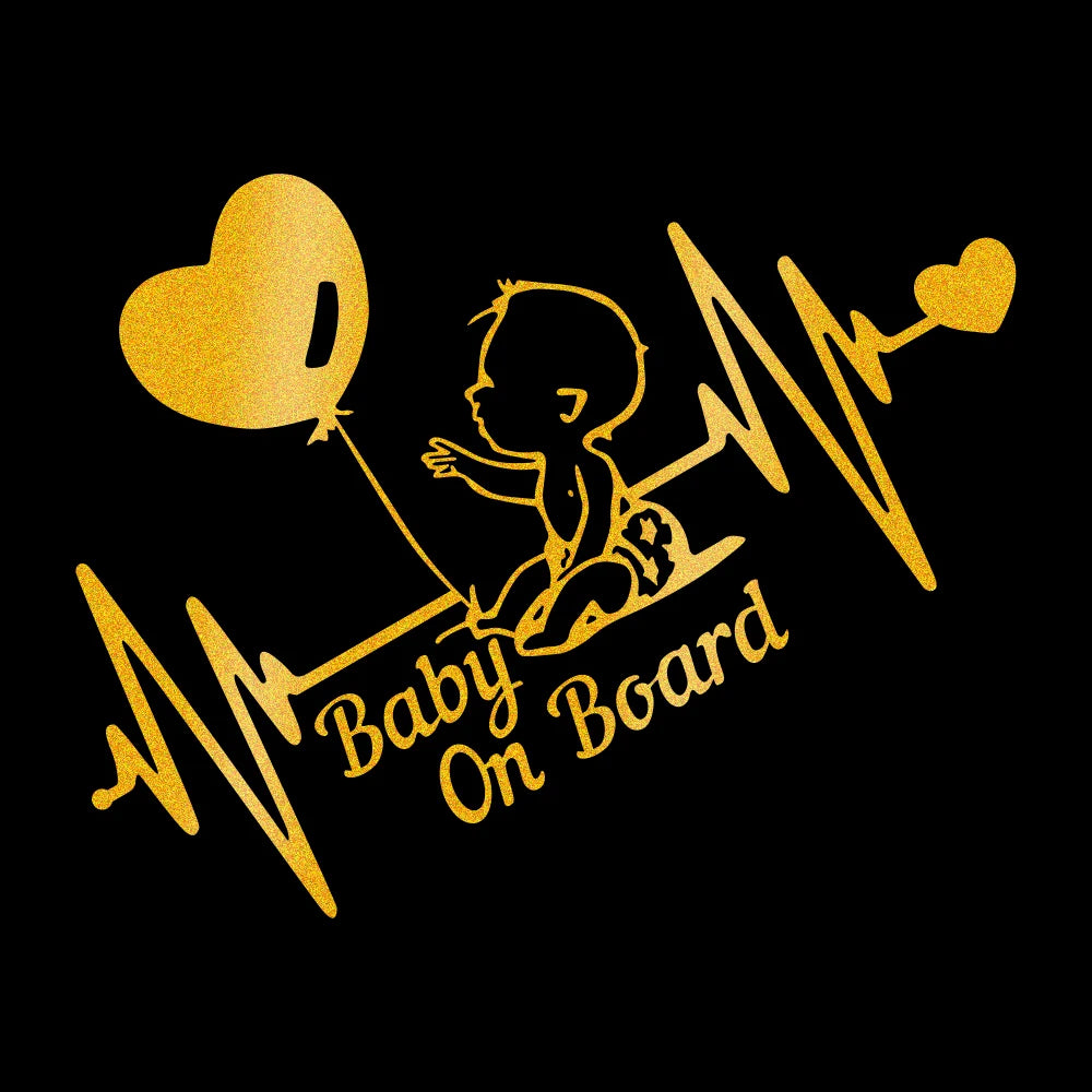 Car Reflective Stickers Heartbeat Balloon Baby On Board Vinyl Cartoon Fashion Decal Auto Kids Warning Sign Stickers Decoration