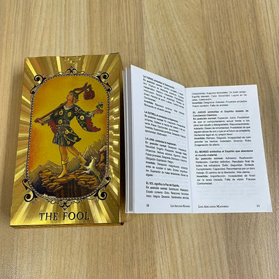 Golden Foil Tarot Deck Prophecy Cards for Beginners with 2-Languages Guidebook 12x7cm Toro Taro