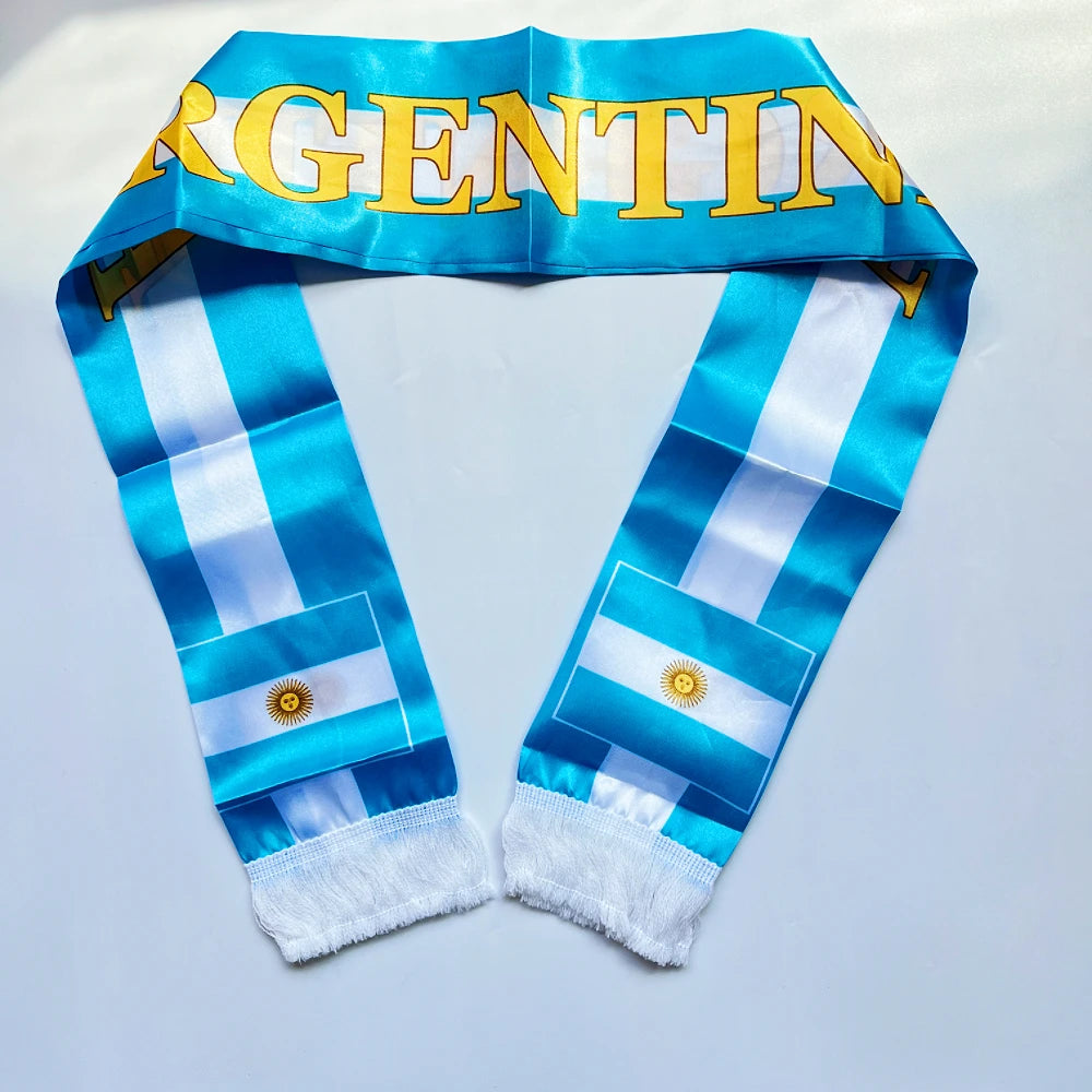 2026 Flag Scarf14x135cm Double-sided Printed Satin Haiti Flag Scarf Tassels Suitable for Football, Sports