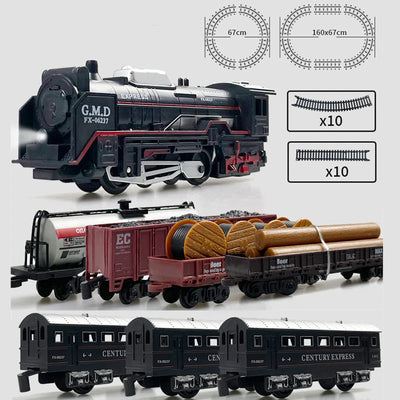 Railway Freight Train Toy Electric Christmas Train Track Set with Light Tracks Model Toys for Kids Gift Children